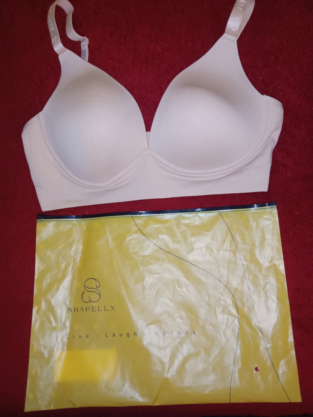 SHAPELLX NWT Wire-Free Contour Lift Bra Beige Nude Size XL